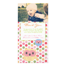 Owl Thank You Note Baby Girl Photo Template Photo Cards