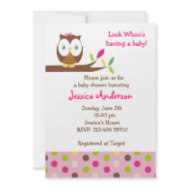 Owl Whoo Baby Shower Birthday Party  Invitations
