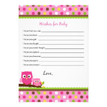 Owl Wishes for Baby Advice Card