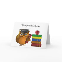 Owl with Books, Congratulations Greeting Card