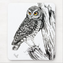 Owl With Grasshopper Mousepad
