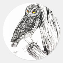 Owl with Grasshopper Sticker