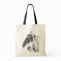 Owl With Grasshopper Tote Bag