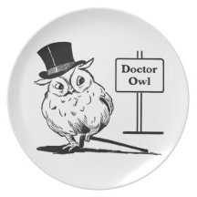 Owl With Hat and Cane Dinner Plates