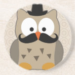 Owl with Moustache and Hat Coasters