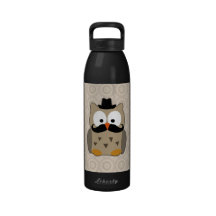 Owl with Moustache and Hat Drinking Bottles