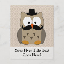 Owl with Moustache and Hat Full Color Flyer