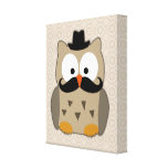 Owl with Moustache and Hat Gallery Wrap Canvas