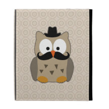 Owl with Moustache and Hat iPad Folio Cover