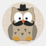 Owl with Moustache and Hat Sticker