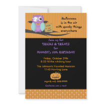 Owl with Skull Eyepatch Halloween Birthday Invitat Personalized Invitations