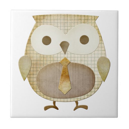 Owl With Tie Tile