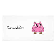 Owl zebra in pink photo card template