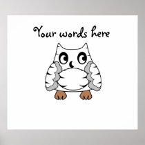 Owl zebra in white and grey