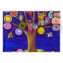 Owls and Blossoms Fun Folk Art
