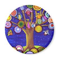 Owls and Blossoms Fun Folk Art