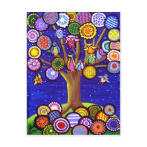 Owls and Blossoms Fun Folk Art