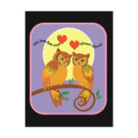 Owls in love postcards