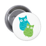 Owls of Blue and Green Pinback Button