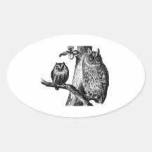 Owls Owl Birds Bird Vintage Wood Engraving Sticker