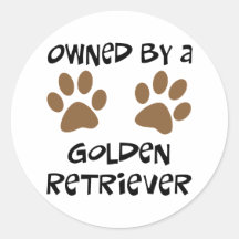 Owned By A Golden Retriever Round Stickers