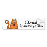owned orange tabby bumper stickers