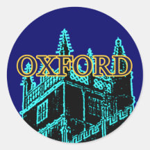 Oxford England 1986 Building Spirals Cyan Round Stickers