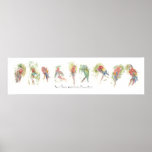 P3, Nine Parrots, Watercolor by Dennis Boyce posters