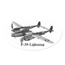 P-38 Lightning Oval Stickers