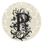 P Baroque monogram Round Sticker