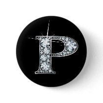 "P" Diamond Bling Button