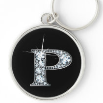 "P" Diamond Bling Keychain
