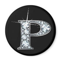 "P" Diamond Bling Magnet