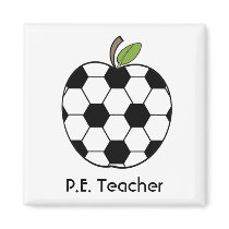 P.E. Teacher Soccer Ball Apple Magnet