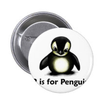 P is for Penguin Pinback Buttons