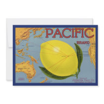 Pacific Citrus Lemon Vintage Fruit Crate Label Art Personalized Announcements