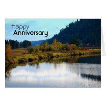 Pack River Delta Autumn Reflections, Anniversary Greeting Card