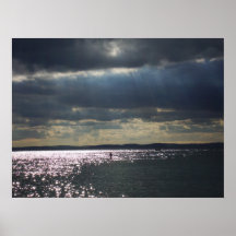 Paddle Boarder amazing sky at Budleigh Salterton Posters