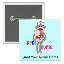 Paediatrics Nurse Sock Monkey Design Pin