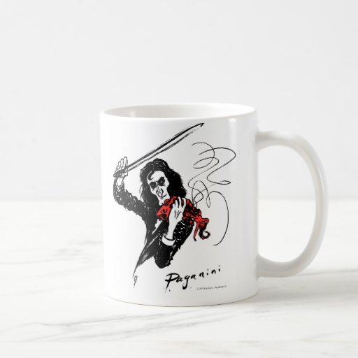 Paganini playing a red violin mug