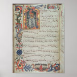 Page of musical notation with historiated posters
