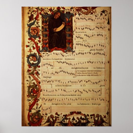 Page of Musical Notation with historiated Print