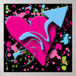 PAINT SLATTER HEART AND ARROW POSTER posters