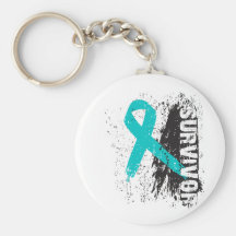 Paint Splash Design - Ovarian Cancer Survivor Keychains