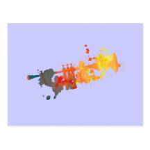 Paint Splat Trumpet Post Cards