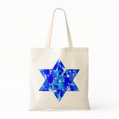 Paint Splatter Blue Jewish Star Bags by JuJuGarden