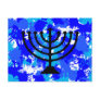 Paint Splatter Blue Menorah Postcards