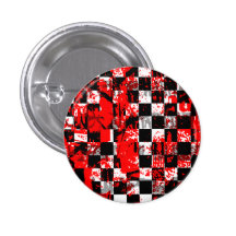 Paint Splatter Chequerboard Graphic Pinback Buttons