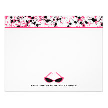 Paint Splatter & Pink Sunglasses Flat Notecards Invite