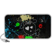 Paint Splatters and Cute Skull Portable Speaker